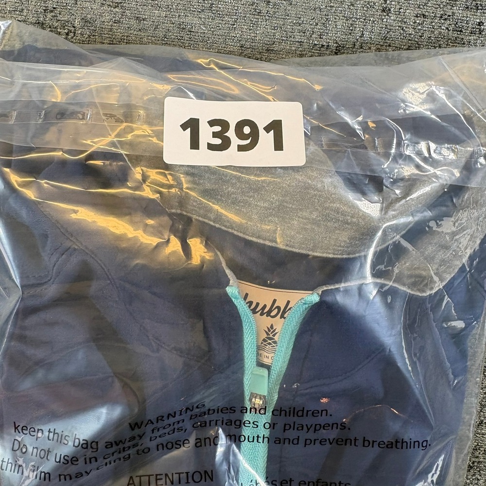 Chubbies Quarter Zip Pullover Mens Medium Navy Blue Performance Turquoise Accent - Picture 11 of 11